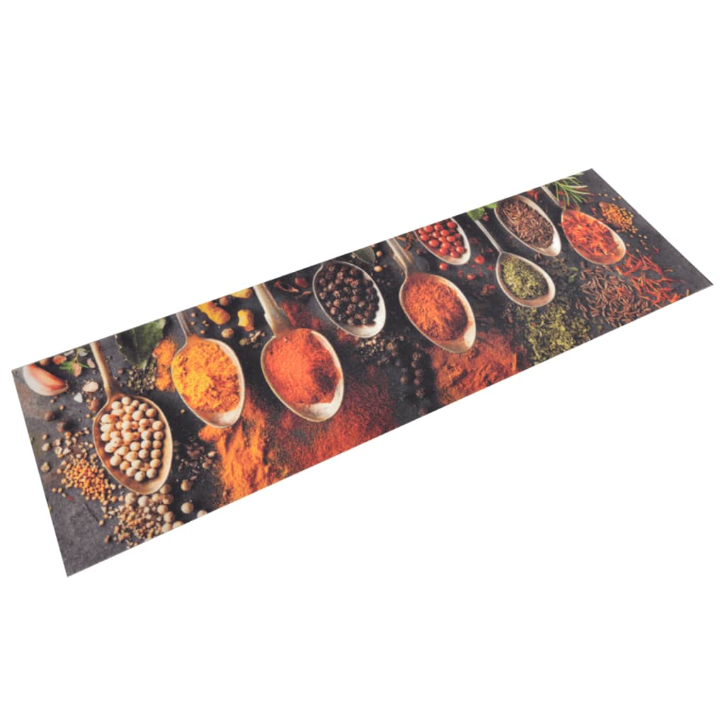 vidaXL Tapis de cuisine lavable impression cuillère épices 45x150 cm