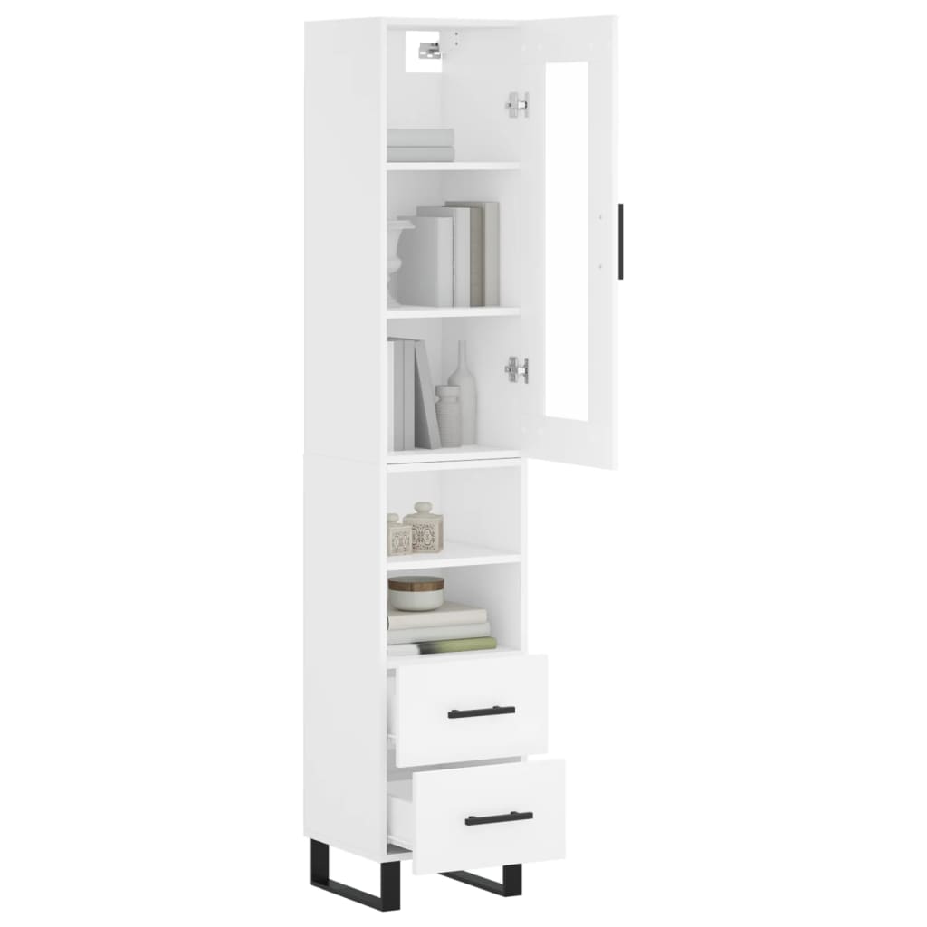 vidaXL Buffet haut Blanc 34,5x34x180 cm Bois d'ingénierie