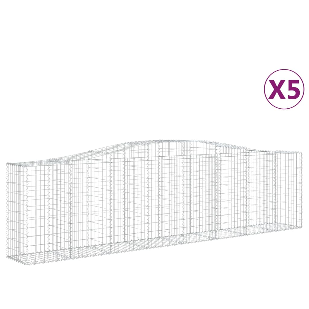 vidaXL Paniers à gabions arqués 5 pcs 400x50x100/120 cm Fer galvanisé