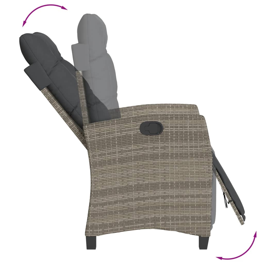 vidaXL Ensemble à manger de jardin et coussins 7 pcs gris rotin