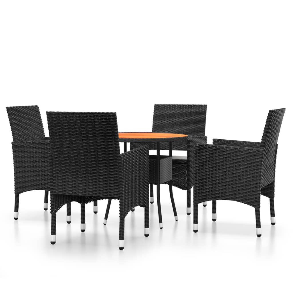 vidaXL Ensemble à manger de jardin 5 pcs Résine tressée Noir