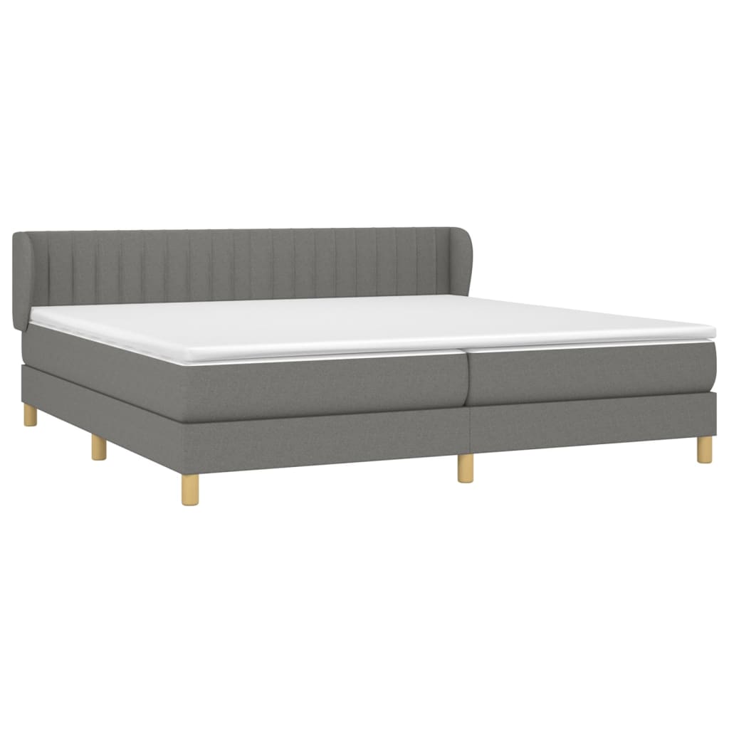 vidaXL Sommier à lattes de lit avec matelas Gris foncé 200x200cm Tissu