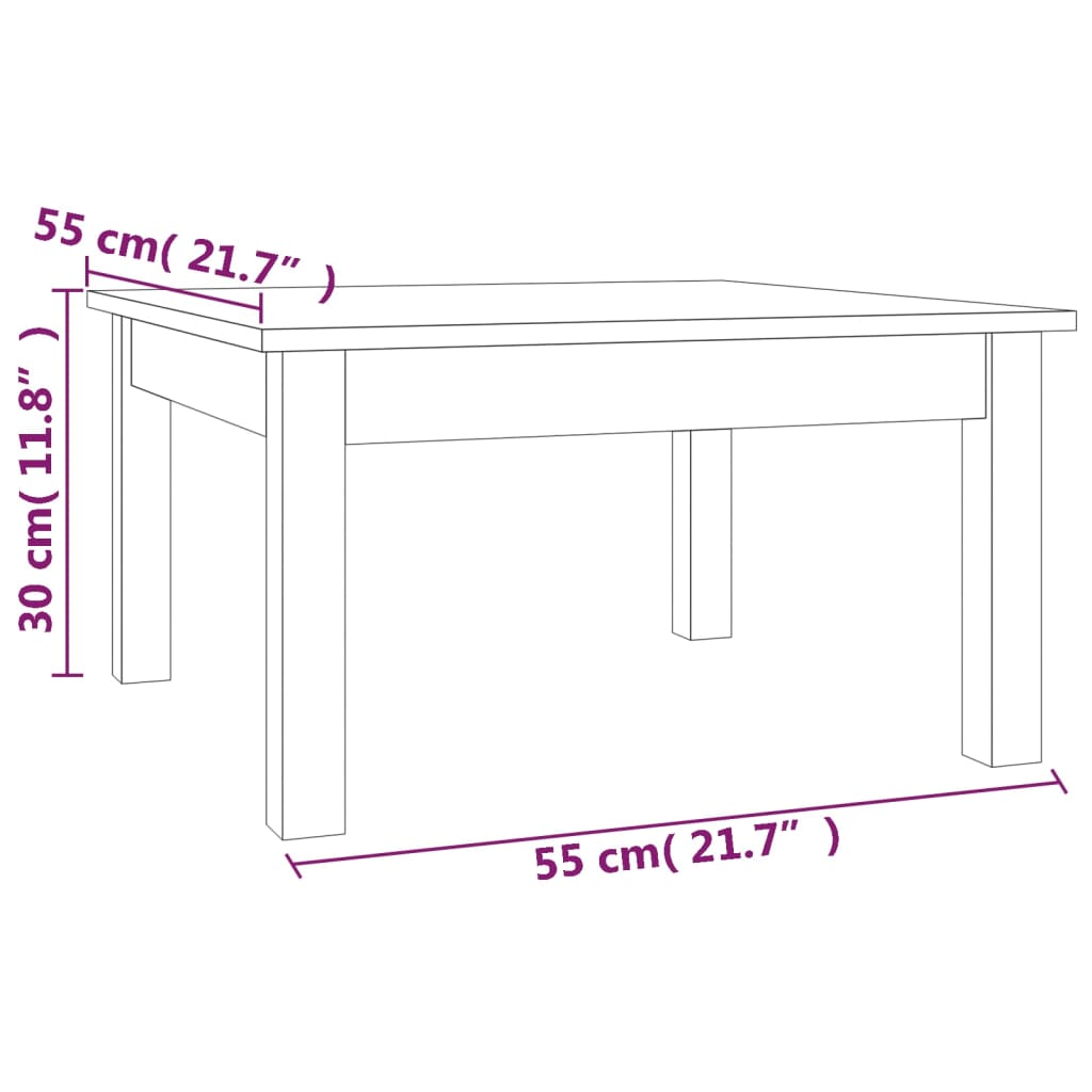 vidaXL Table basse Gris 55x55x30 cm Bois massif de pin