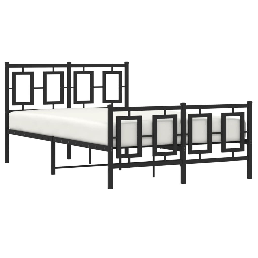 vidaXL Cadre de lit métal sans matelas avec pied de lit noir 120x200cm