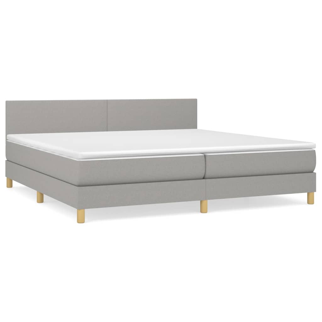 vidaXL Sommier à lattes de lit avec matelas Gris clair 200x200cm Tissu