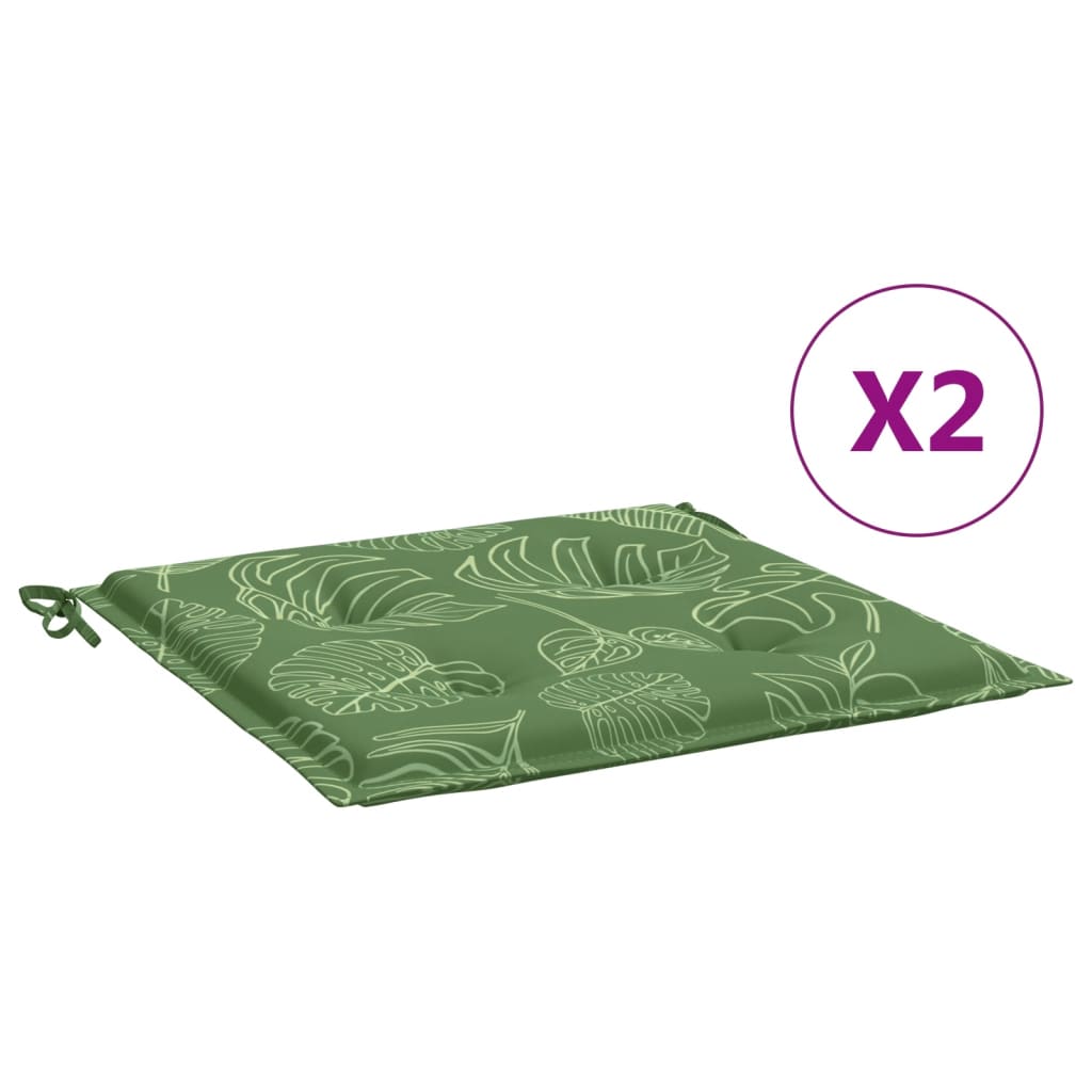 vidaXL Coussins de chaise lot de 2 motif de feuilles 50x50x3 cm tissu