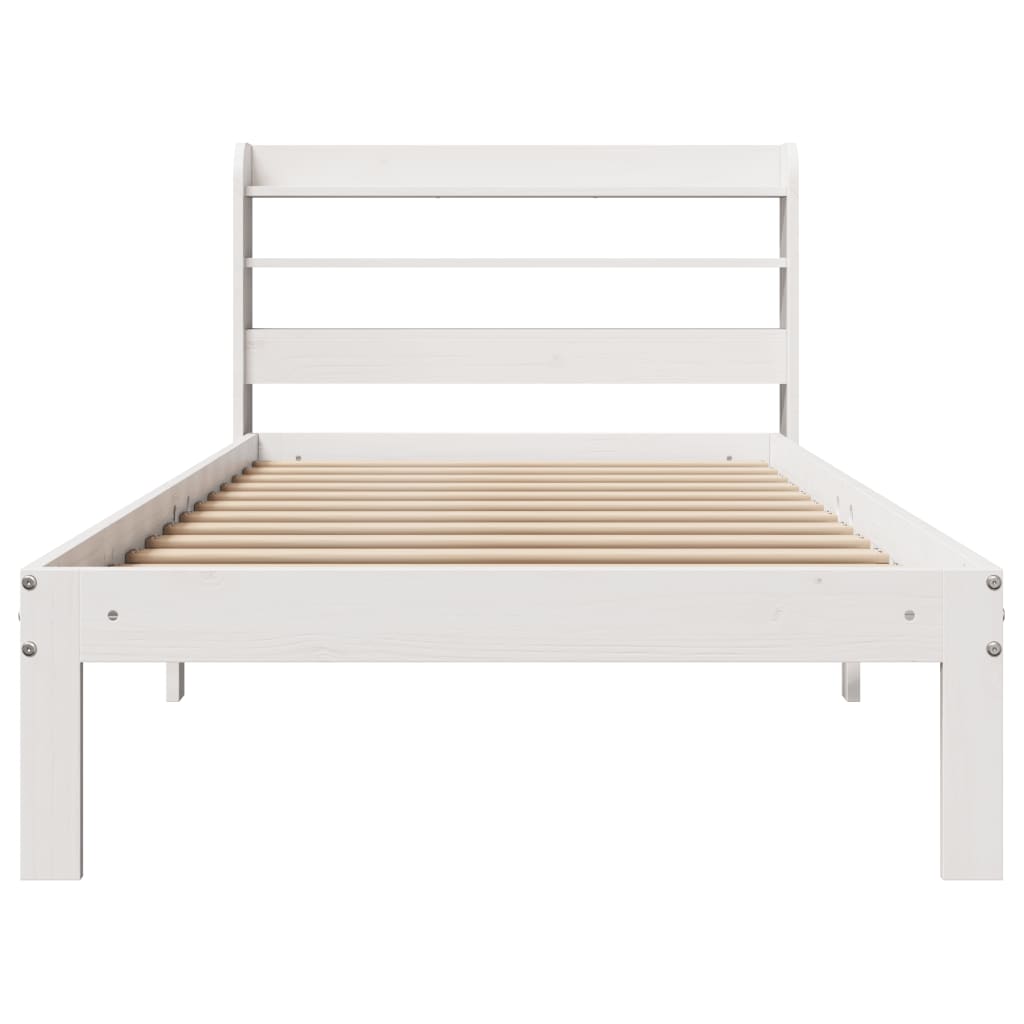 vidaXL Cadre de lit avec tête de lit sans matelas blanc 90x200 cm