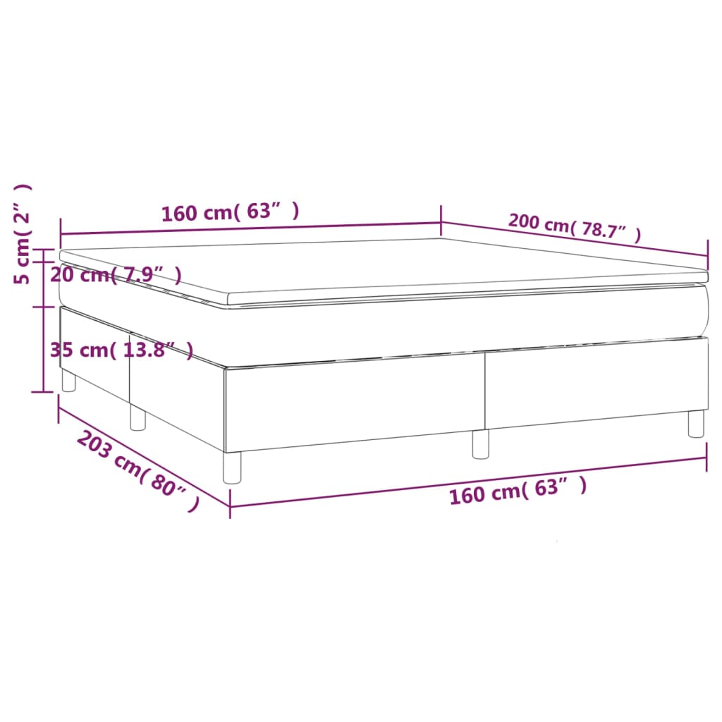 vidaXL Sommier à lattes de lit et matelas Gris clair 160x200cm Velours