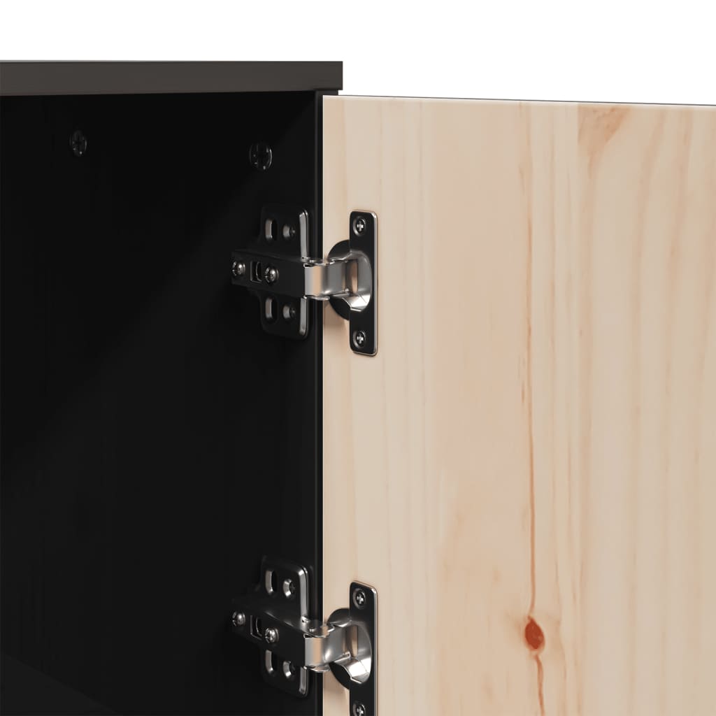 vidaXL Buffet haut Noir 67x40x108,5 cm Bois massif de pin