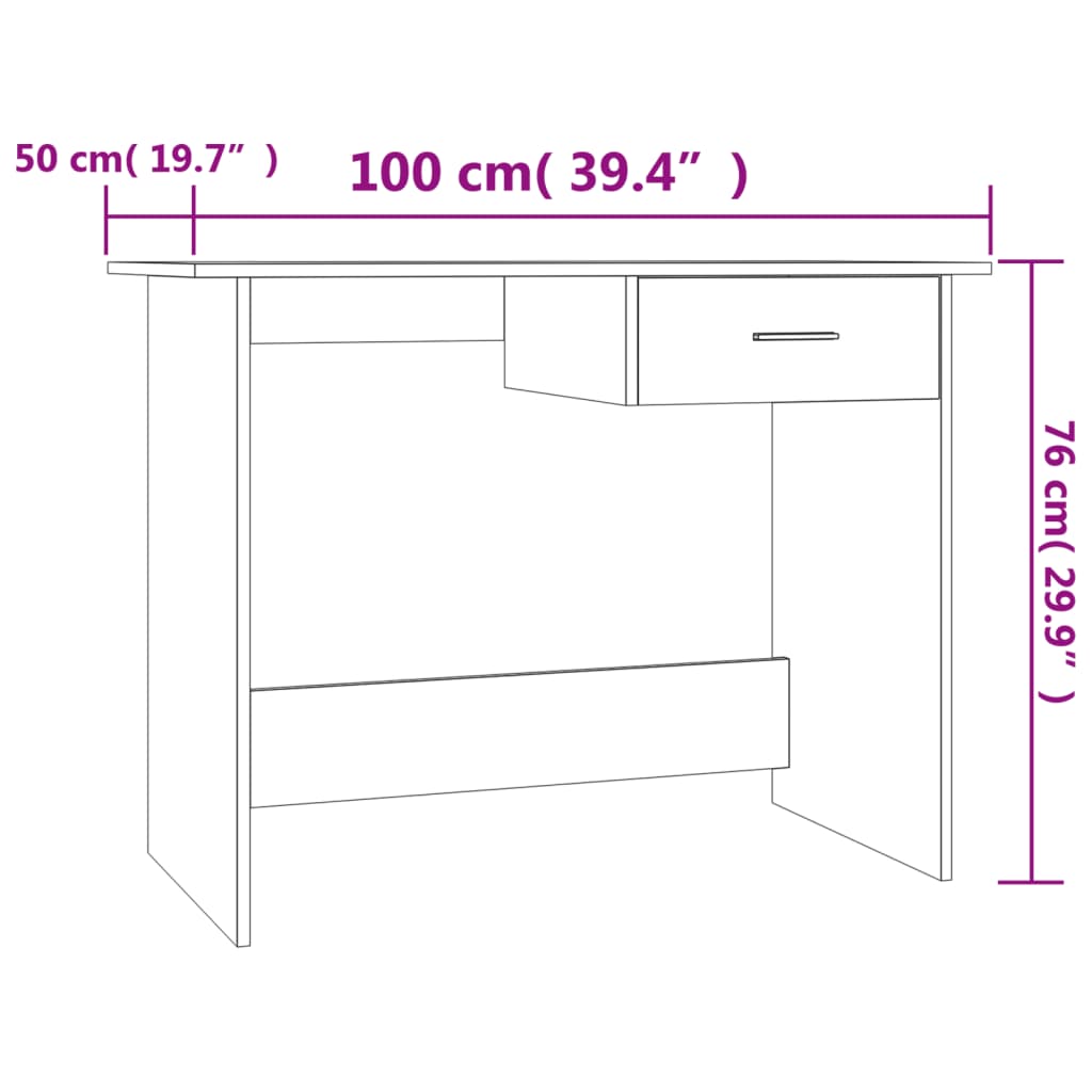 vidaXL Bureau Chêne marron 100x50x76 cm Bois d'ingénierie