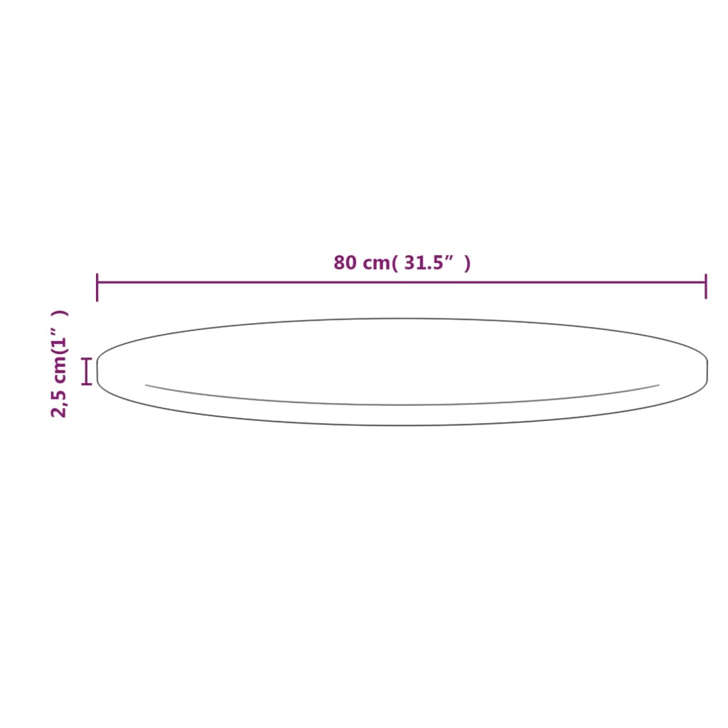 vidaXL Dessus de table Ø80x2,5 cm Bois de pin massif