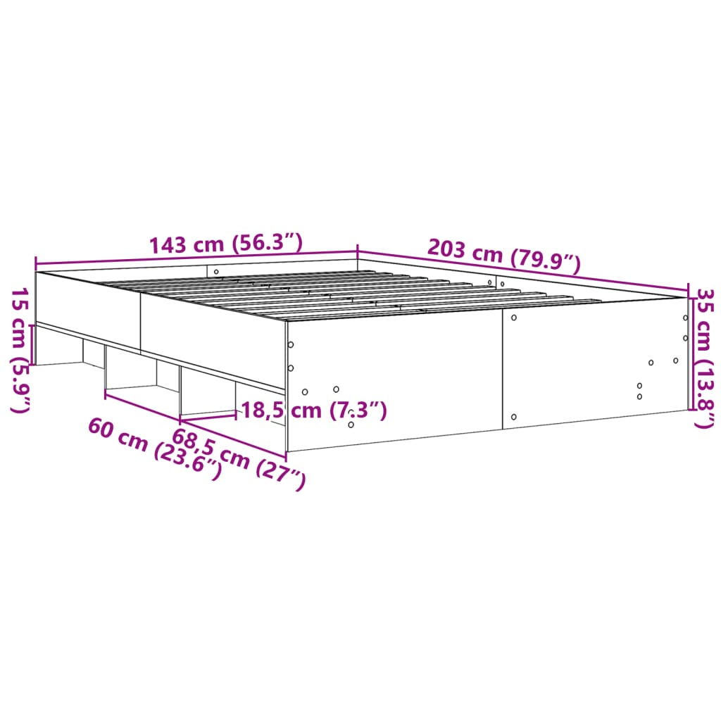 vidaXL Cadre de lit sans matelas chêne sonoma 140x200 cm