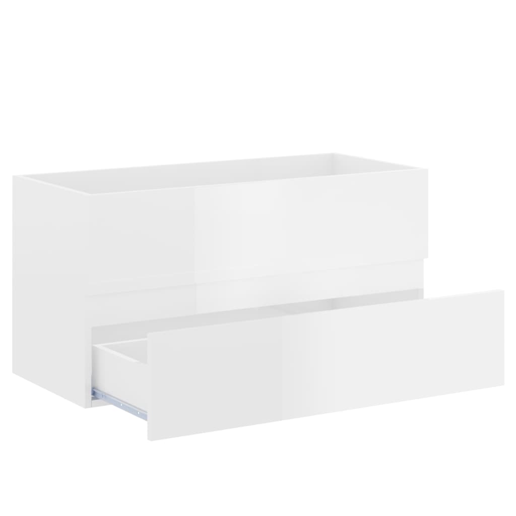 vidaXL Armoire d'évier avec lavabo intégré Blanc brillant