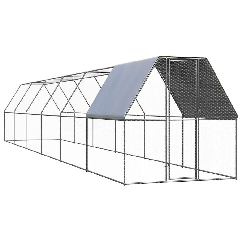 vidaXL Poulailler 2x12x2 m acier galvanisé