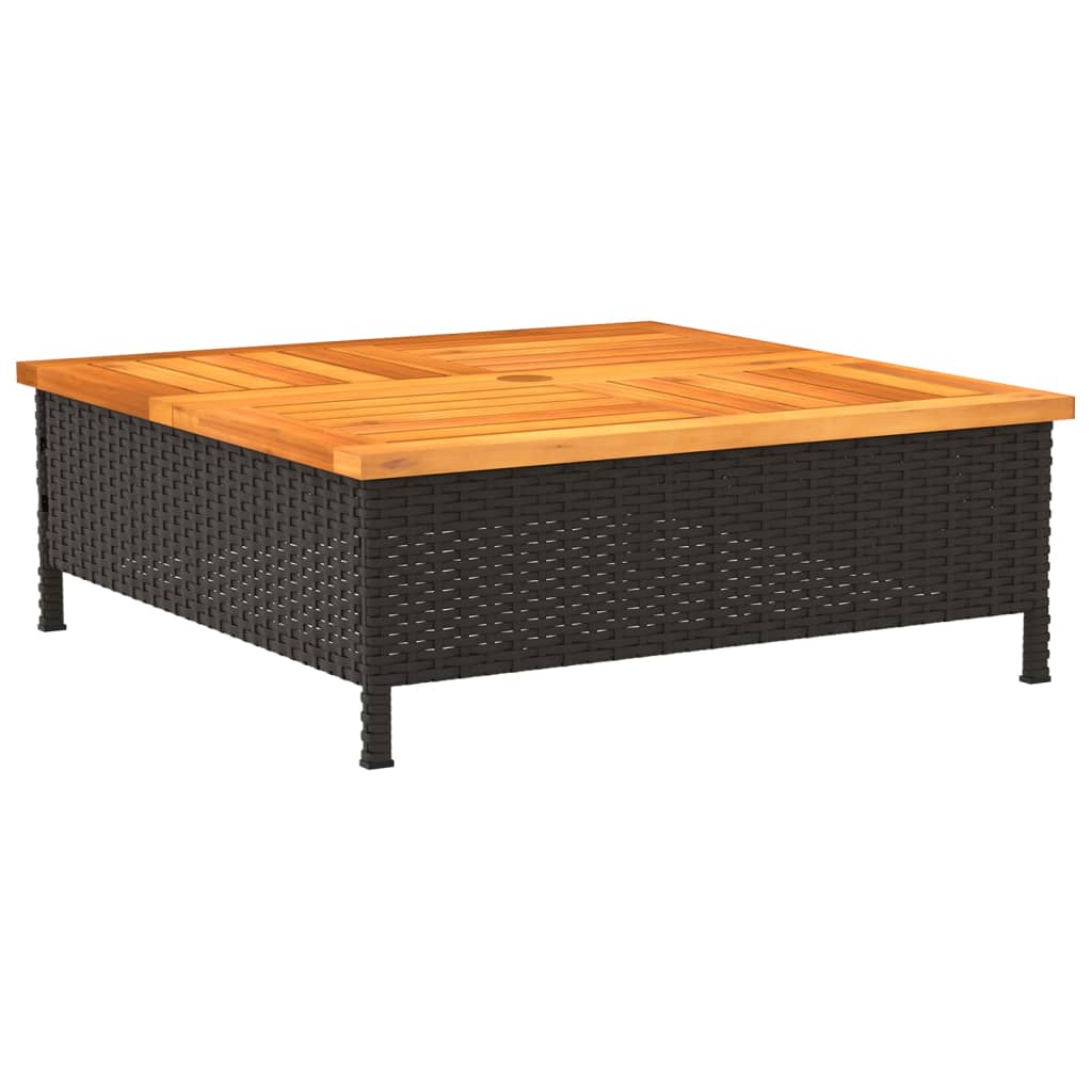 vidaXL Table de jardin noir 70x70x25 cm résine tressée et bois acacia