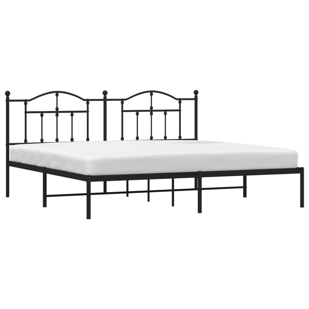 vidaXL Cadre de lit métal sans matelas avec tête de lit noir 200x200cm