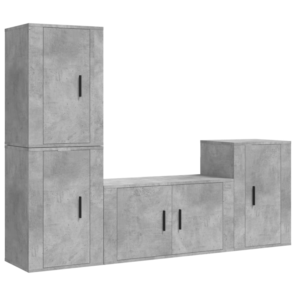 vidaXL Ensemble de meubles TV 4 pcs Gris béton Bois d'ingénierie