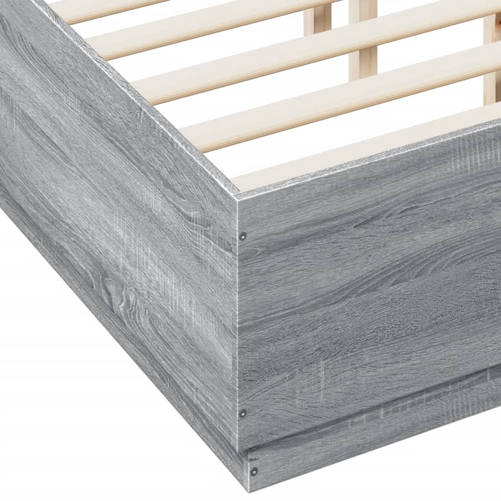 vidaXL Cadre de lit sonoma gris 140x190 cm bois d'ingénierie