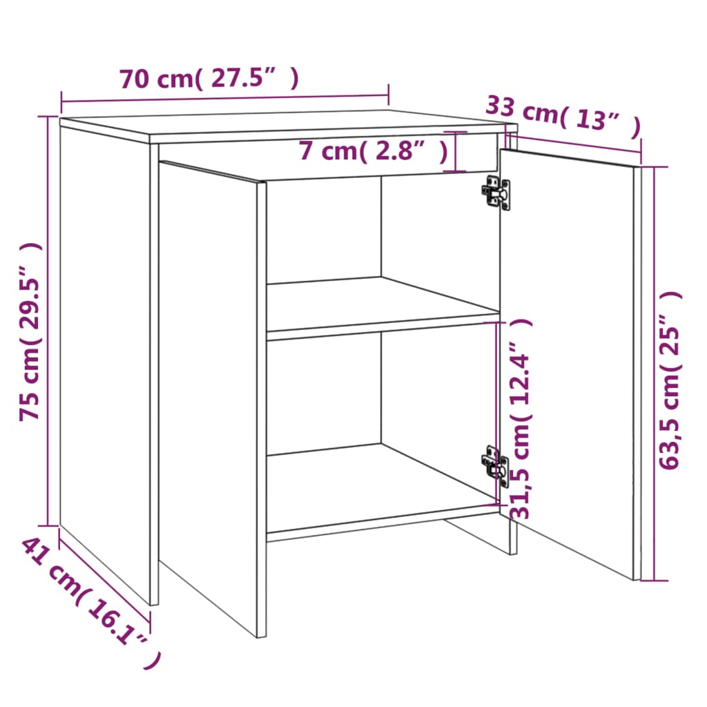 vidaXL Buffets 2 pcs Blanc Bois d'ingénierie