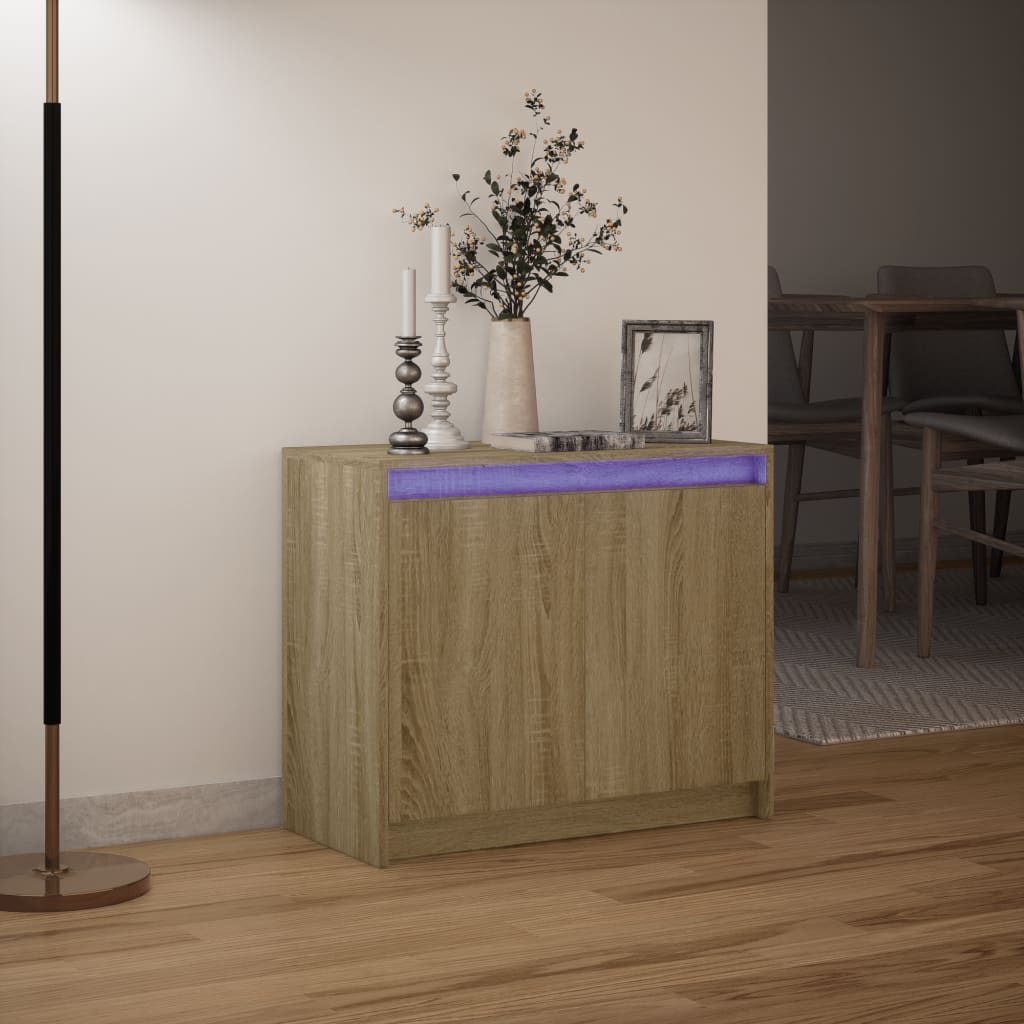 vidaXL Buffet avec LED chêne sonoma 72x34x61 cm bois d'ingénierie