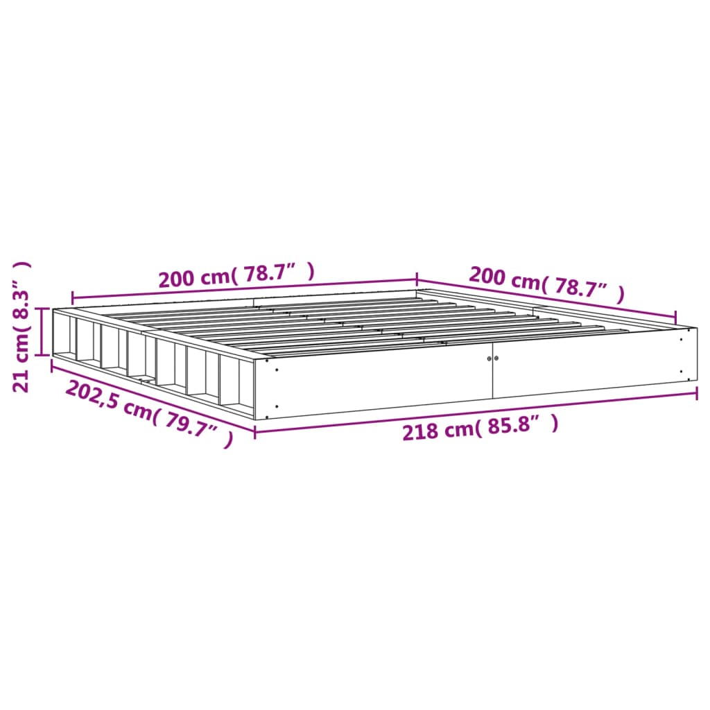 vidaXL Cadre de lit sans matelas cire marron 200x200cm bois pin massif