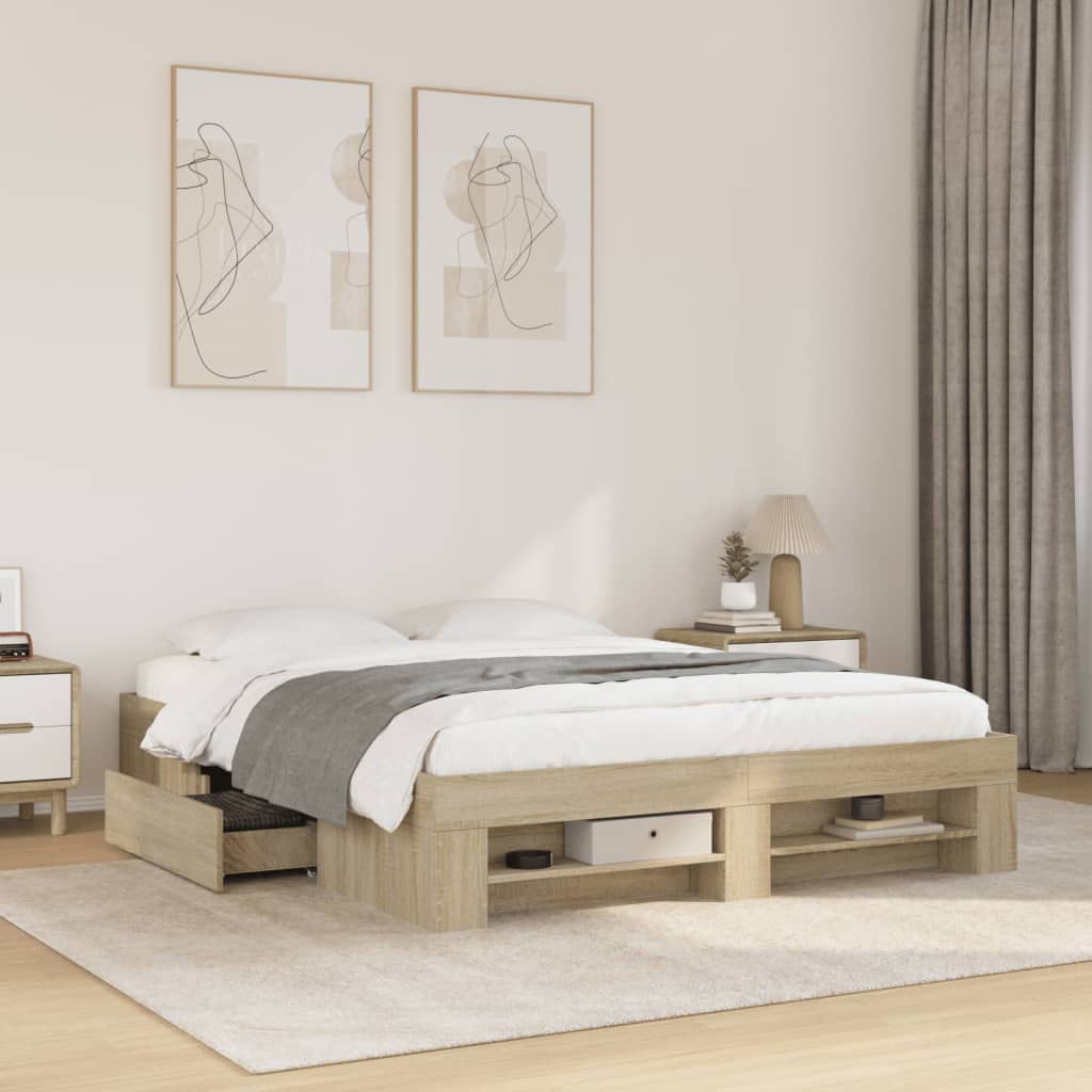 vidaXL Cadre de lit sans matelas chêne sonoma 150x200 cm