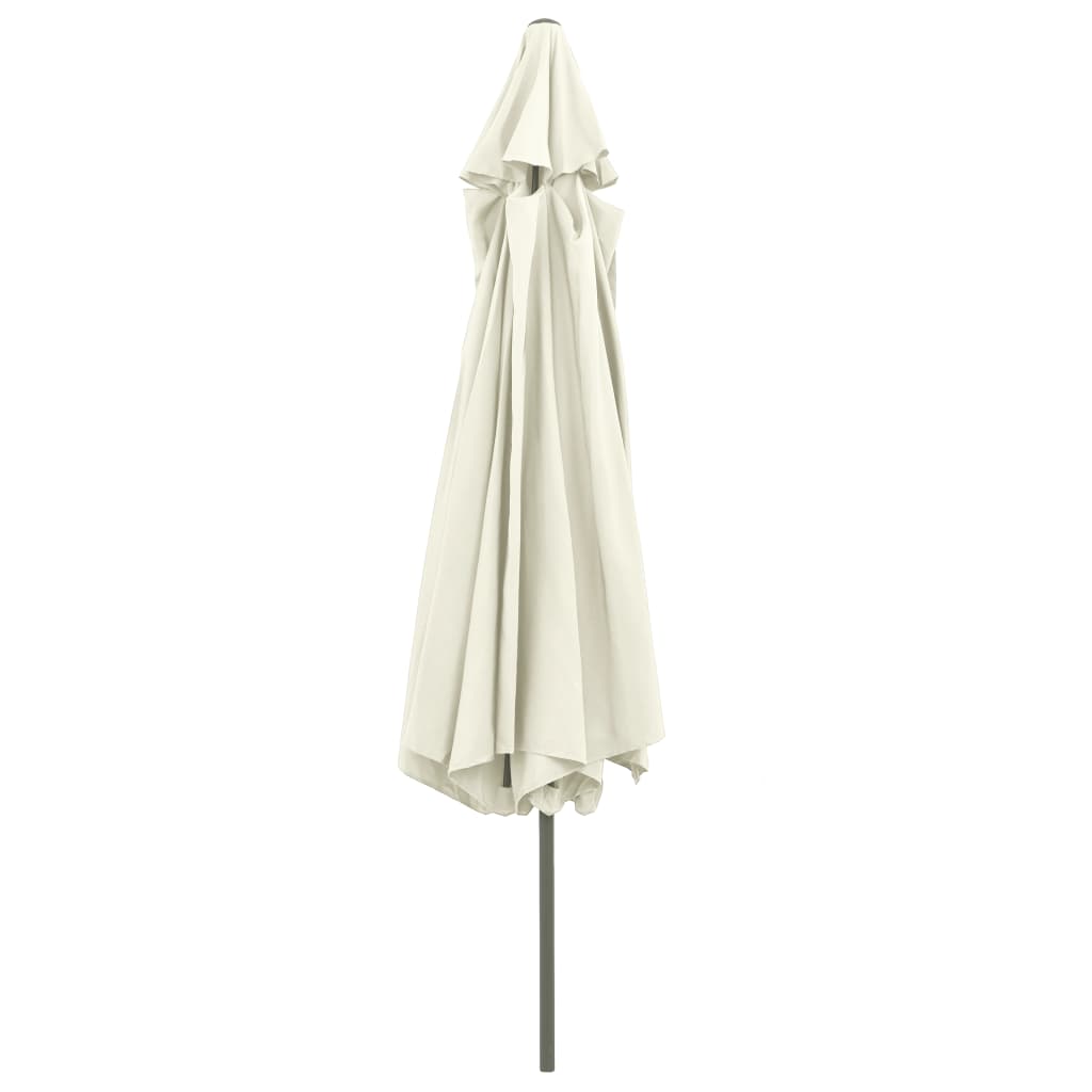 vidaXL Parasol de jardin avec mât en métal 390 cm blanc sable