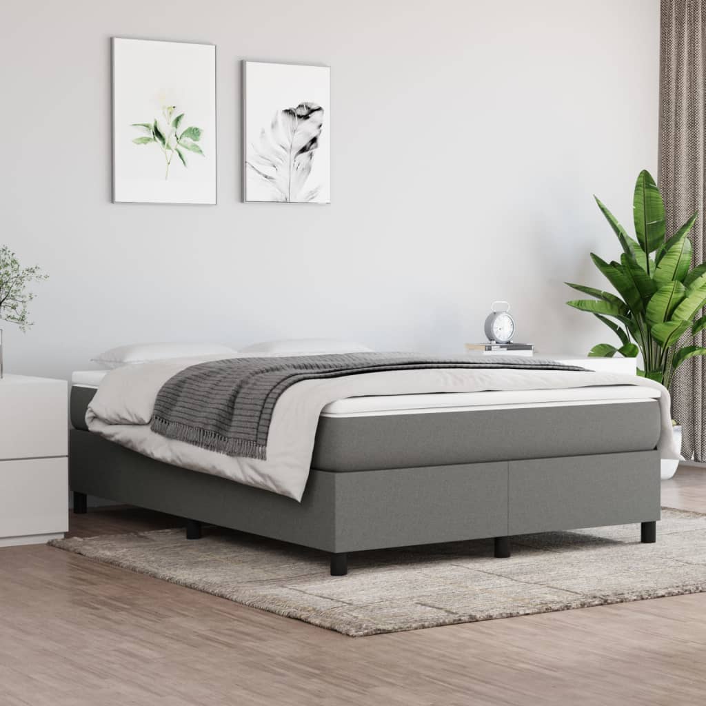 vidaXL Sommier à lattes de lit avec matelas Gris foncé 140x190cm Tissu