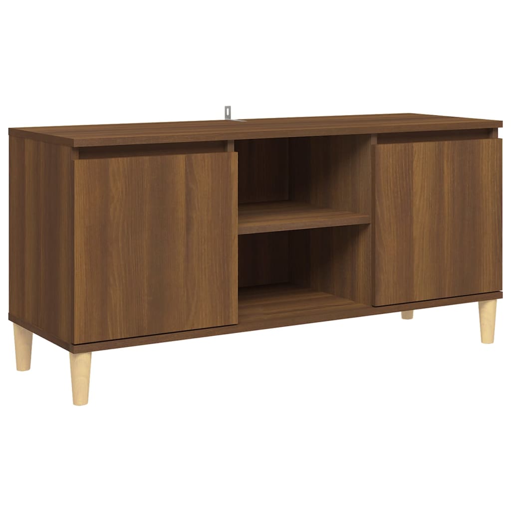 vidaXL Meuble TV avec pieds en bois massif Chêne marron 103,5x35x50 cm