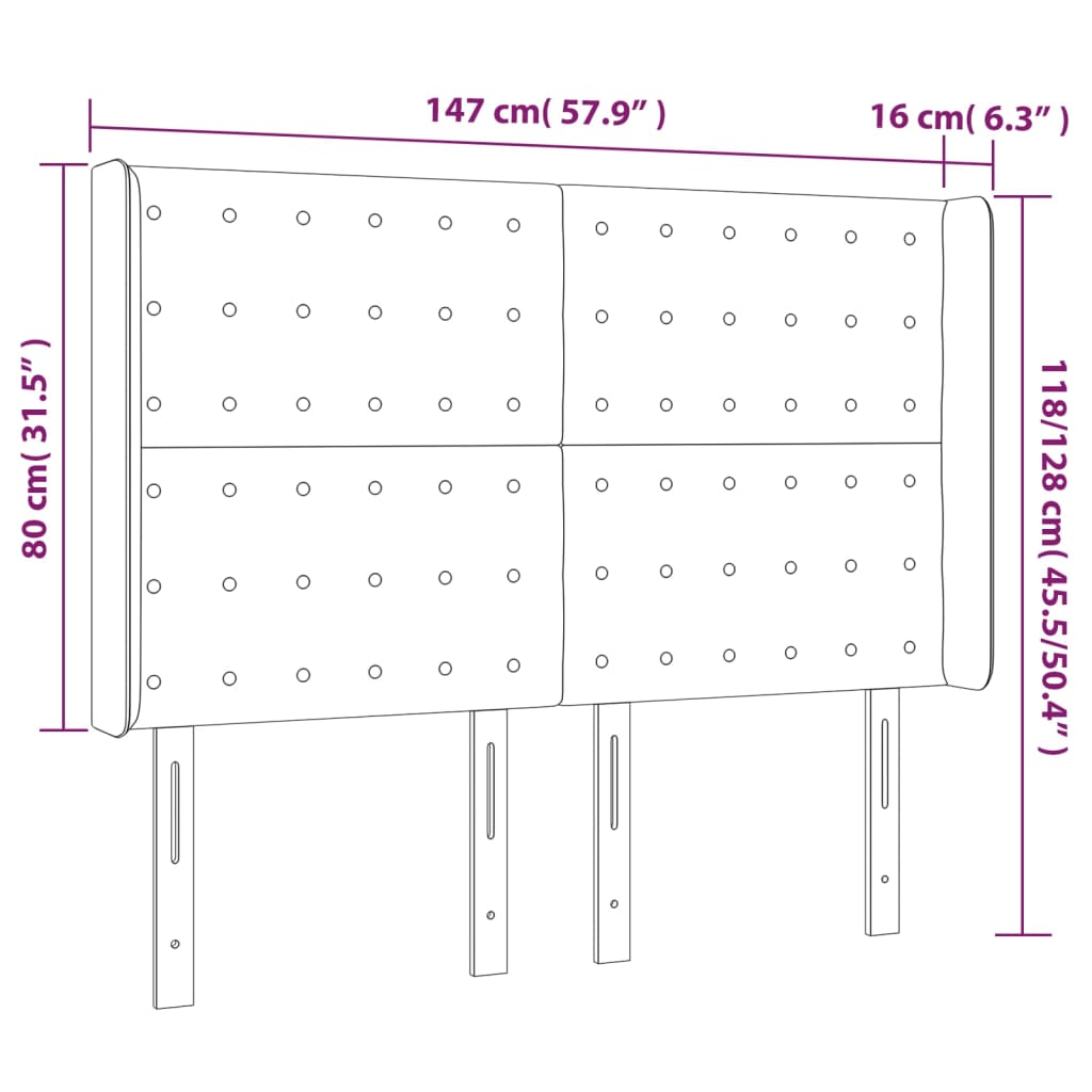 vidaXL Tête de lit avec oreilles Blanc 147x16x118/128 cm Similicuir