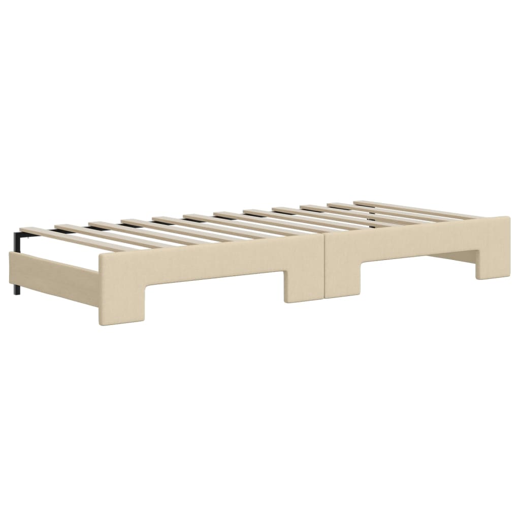 vidaXL Lit de jour avec gigogne et matelas crème 100x200 cm tissu