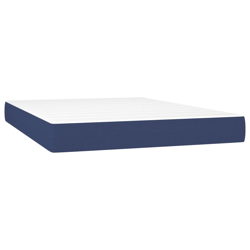 vidaXL Sommier à lattes de lit avec matelas Bleu 140x190 cm Tissu