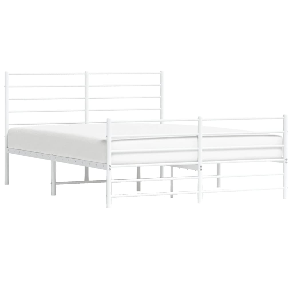 vidaXL Cadre de lit métal sans matelas et pied de lit blanc 140x190 cm