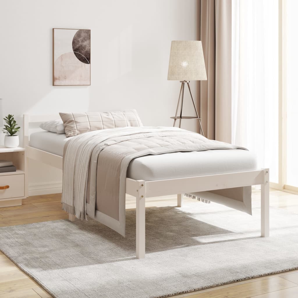 vidaXL Lit pour personne âgée blanc 90x190cm simple bois massif de pin