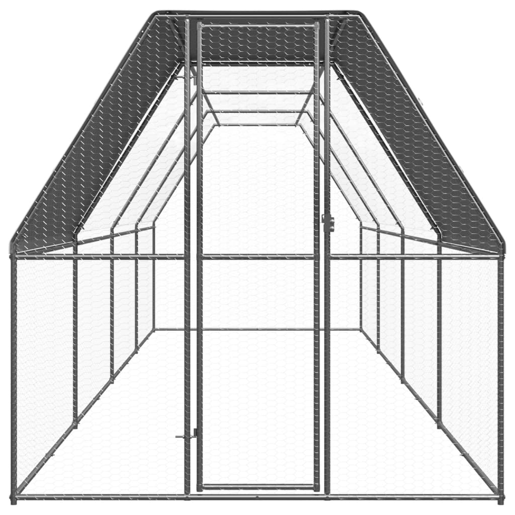 vidaXL Poulailler 2x8x2 m acier galvanisé