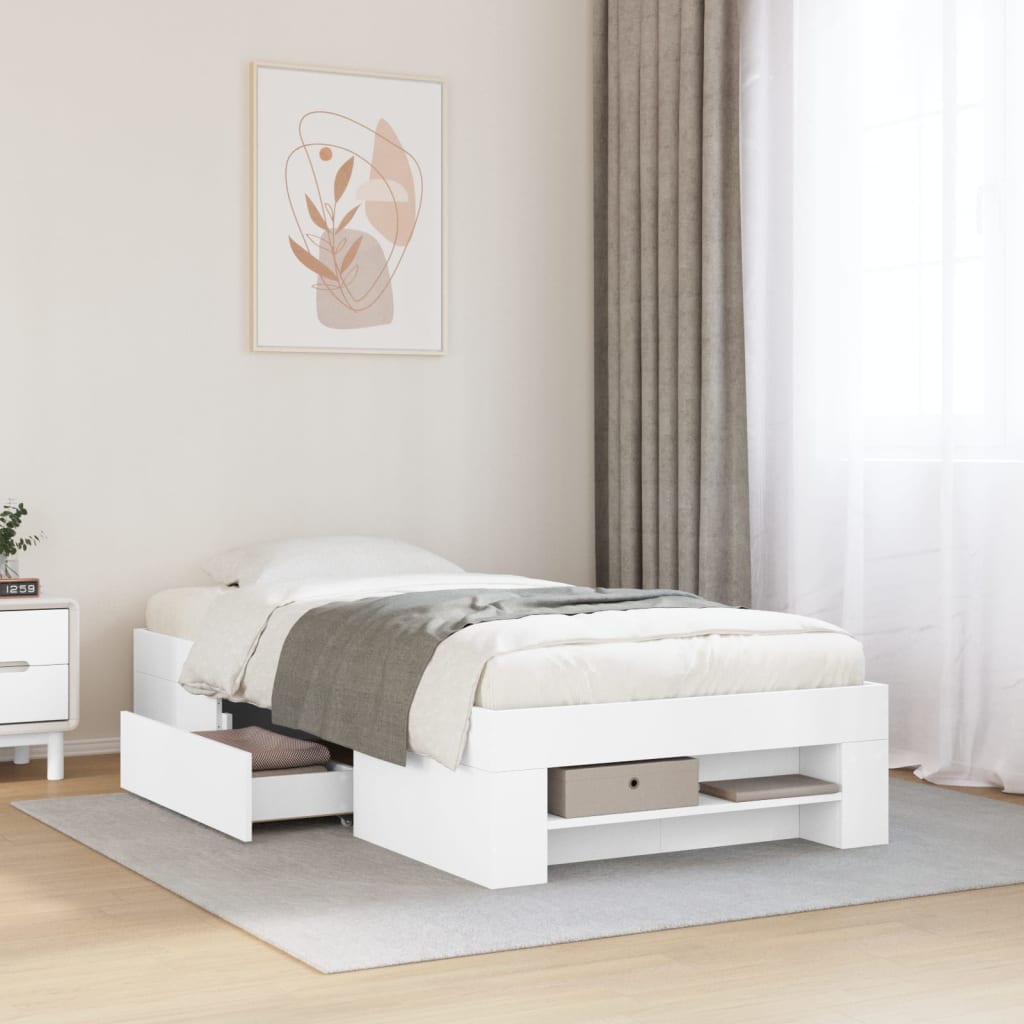 vidaXL Cadre de lit sans matelas blanc 75x190 cm bois d'ingénierie