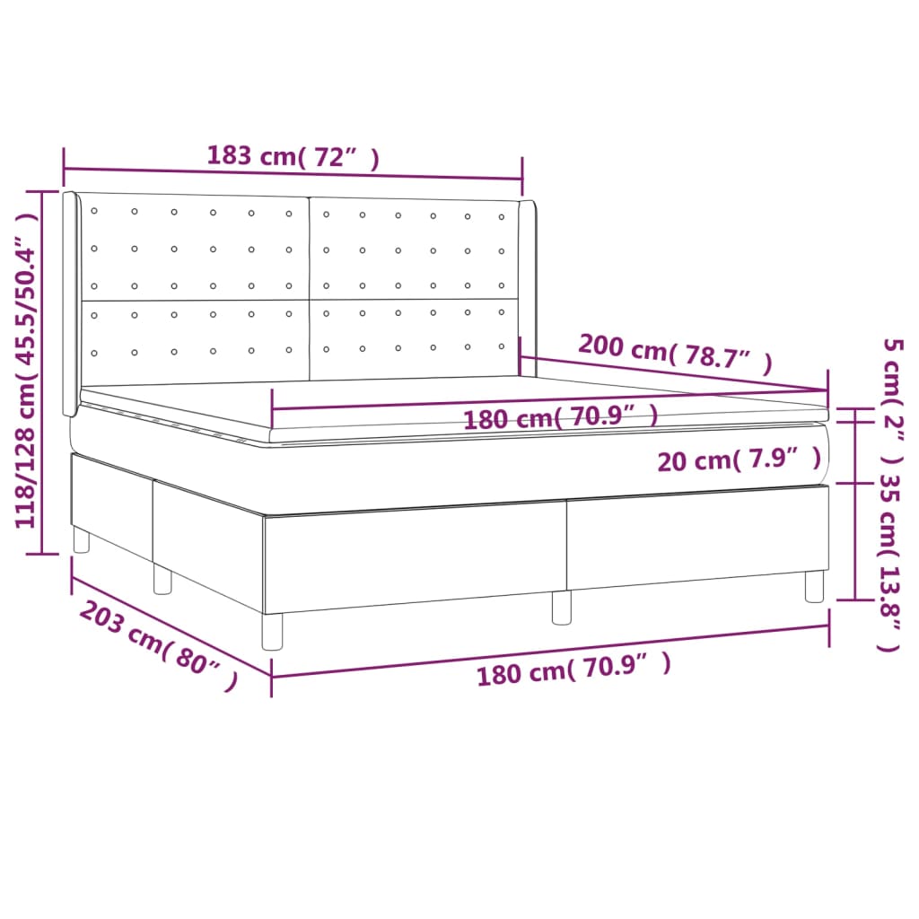 vidaXL Sommier à lattes de lit avec matelas Taupe 180x200 cm Tissu