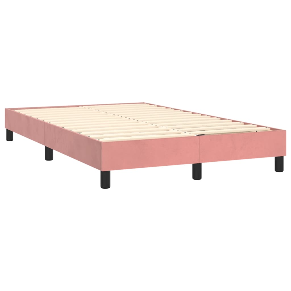 vidaXL Sommier à lattes de lit avec matelas LED Rose 120x200cm Velours