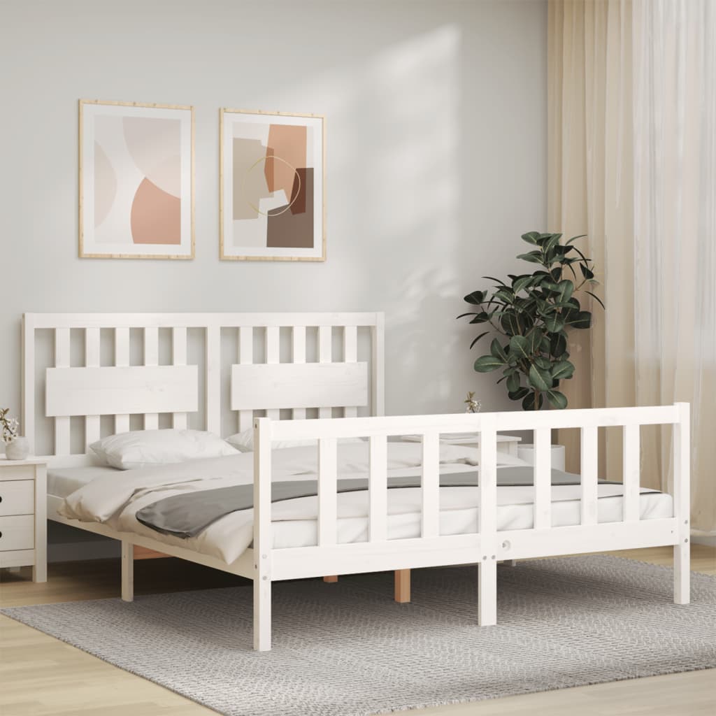 vidaXL Cadre de lit sans matelas blanc bois de pin massif