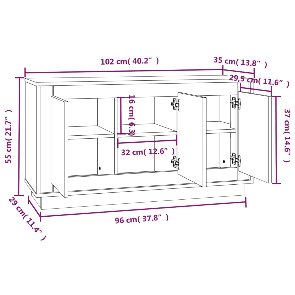 vidaXL Buffet chêne sonoma 102x35x55 cm bois d'ingénierie