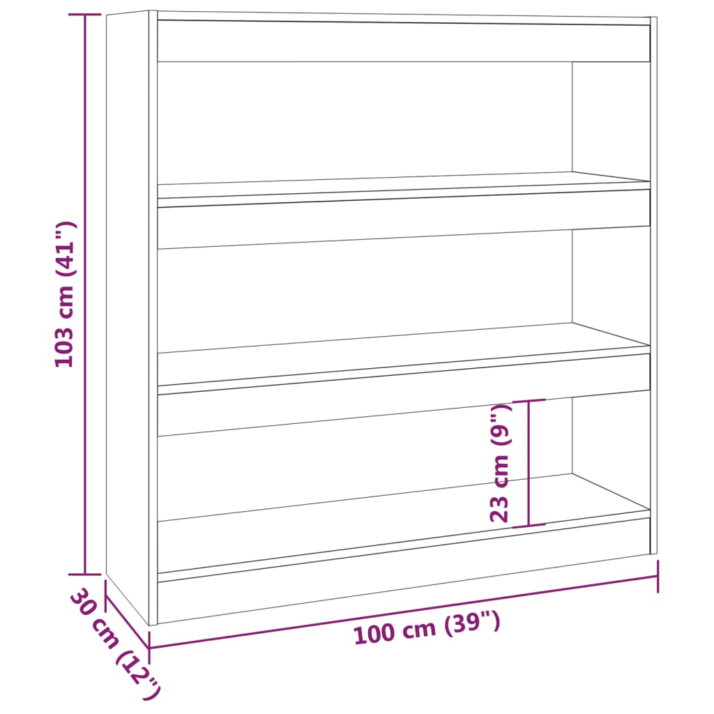 vidaXL Bibliothèque/Séparateur de pièce Gris béton 100x30x103 cm