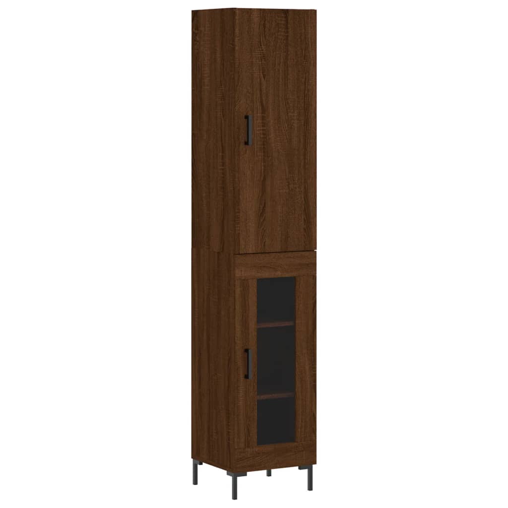 vidaXL Buffet haut Chêne marron 34,5x34x180 cm Bois d'ingénierie