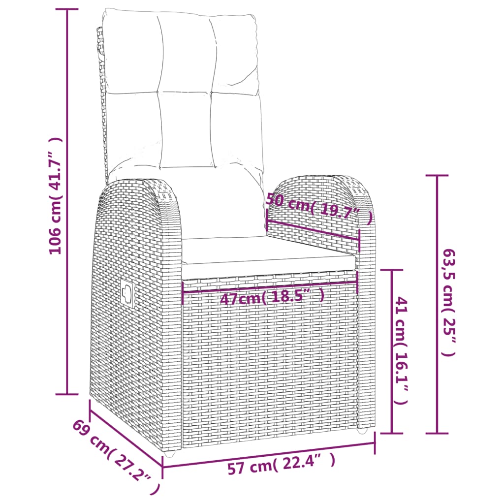 vidaXL Ensemble à manger de jardin 9pcs coussins noir résine tressée