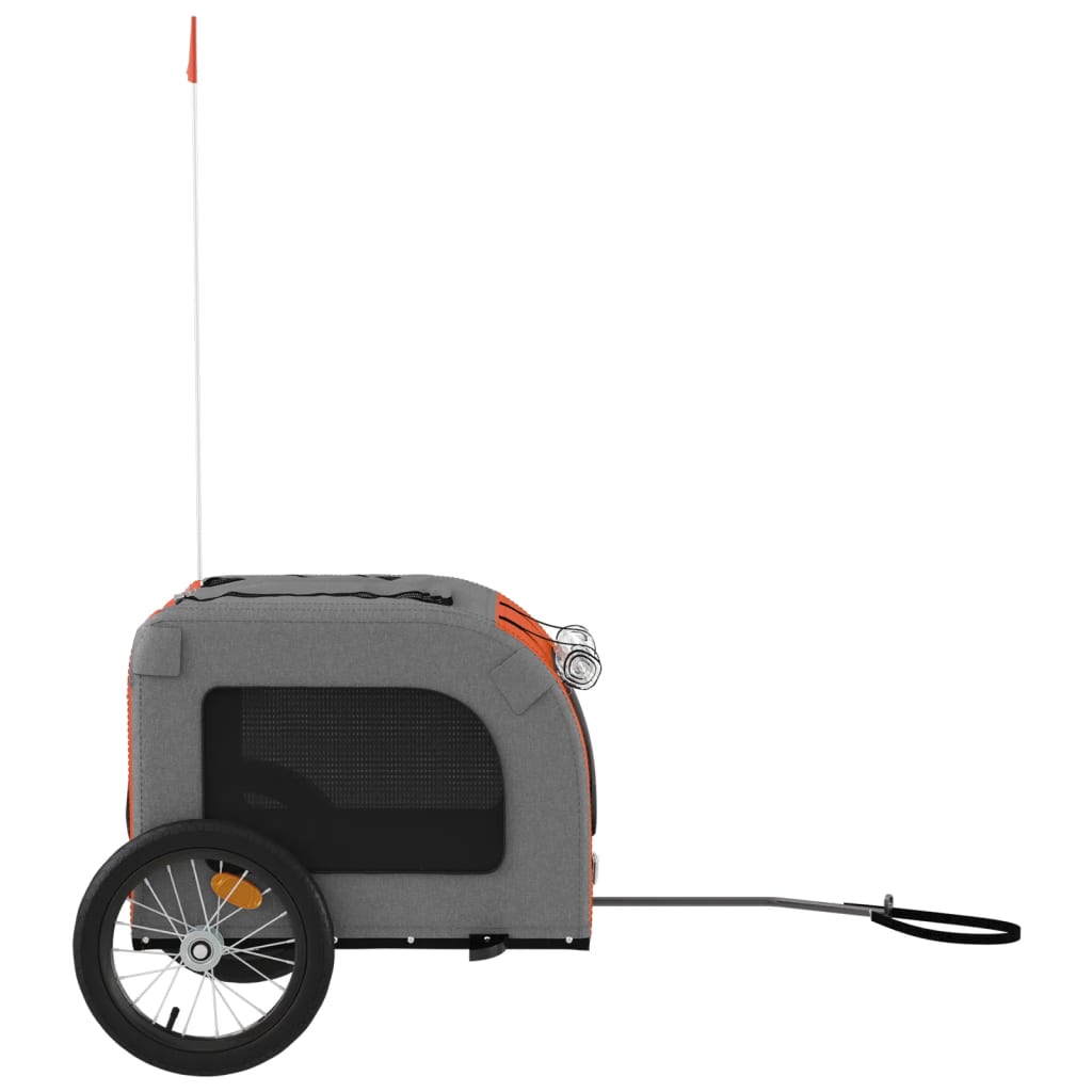 vidaXL Remorque de vélo pour animaux de compagnie orange et gris