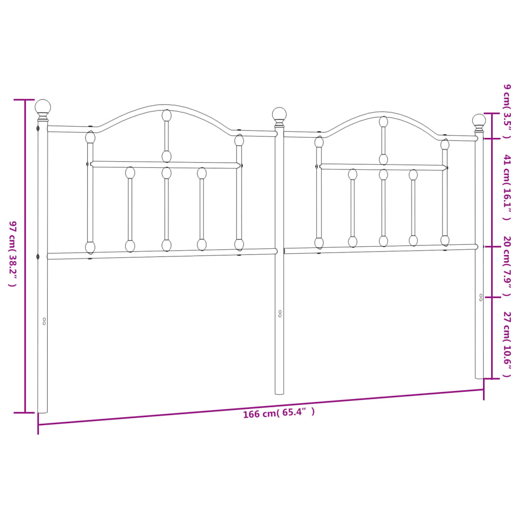 vidaXL Tête de lit métal blanc 160 cm