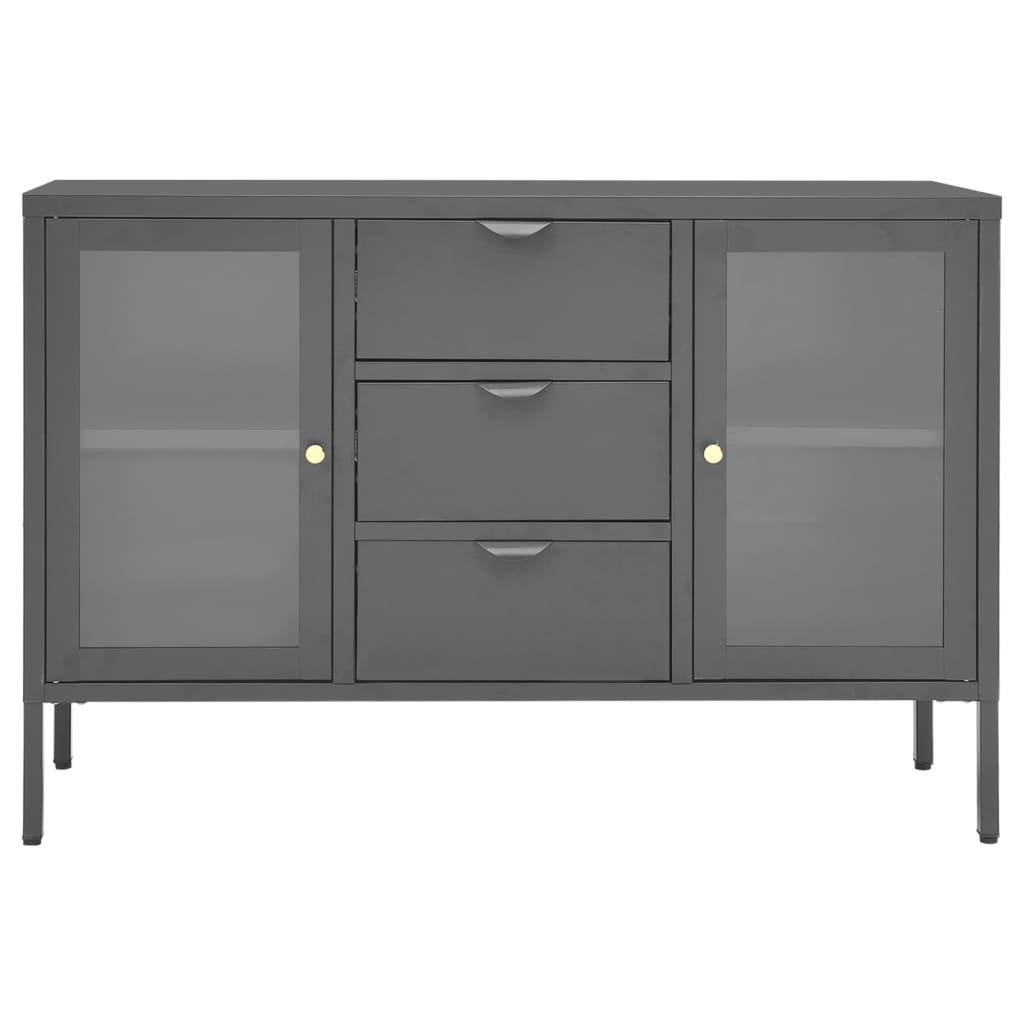 vidaXL Buffet Anthracite 105x35x70 cm Acier et verre trempé