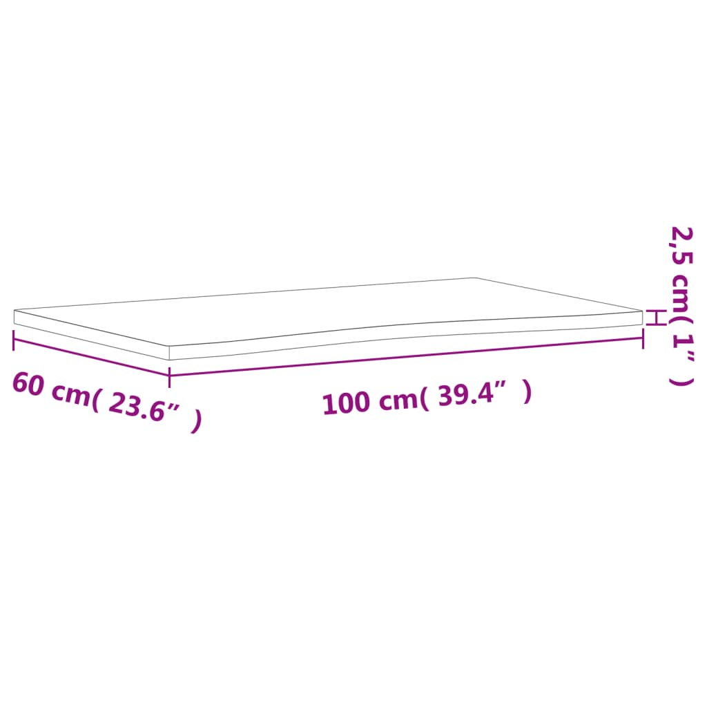 vidaXL Dessus de bureau 100x(55-60)x2,5 cm bois massif de hêtre