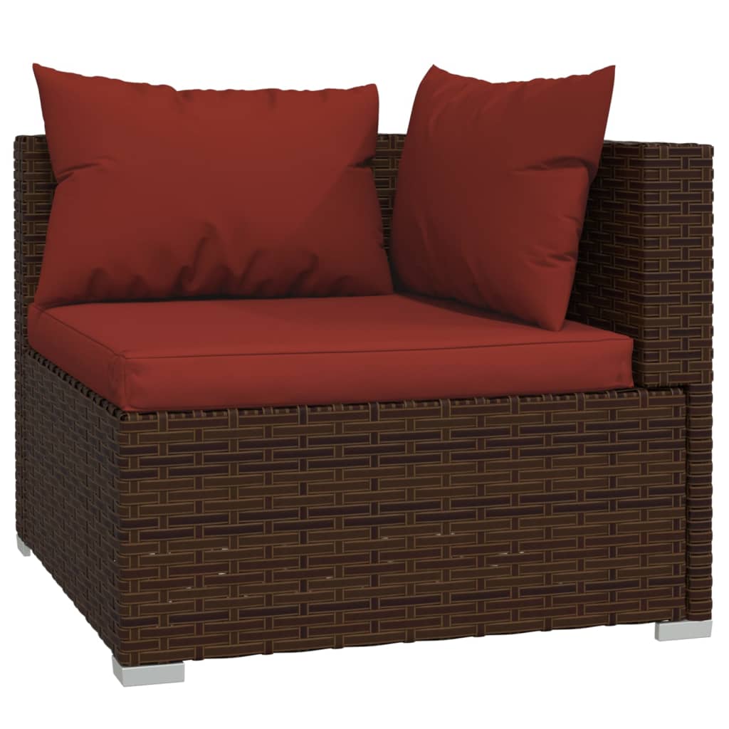 vidaXL Salon de jardin 13 pcs avec coussins Marron Résine tressée