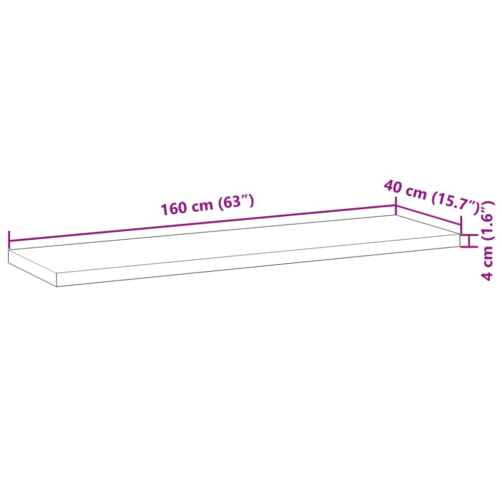 vidaXL Dessus de table 160x40x4 cm rectangulaire bois massif d'acacia