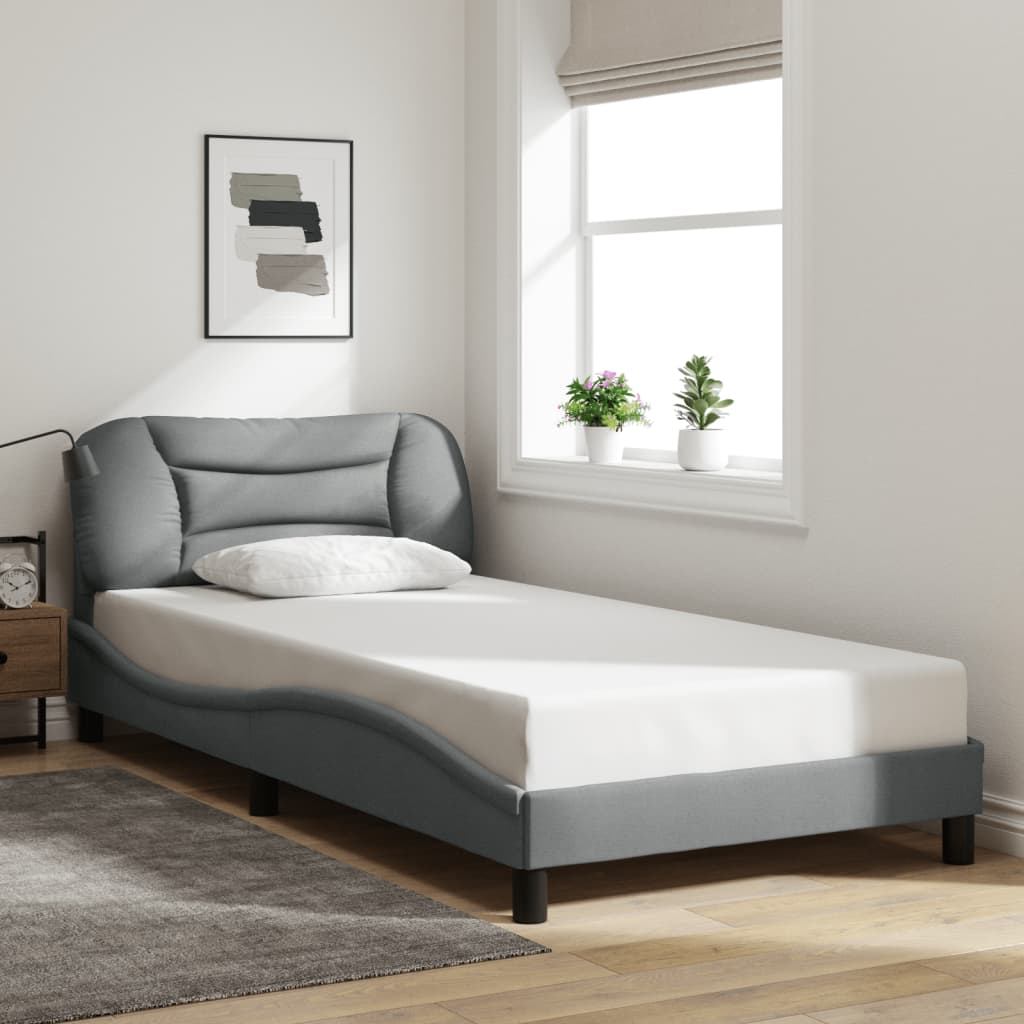 vidaXL Cadre de lit sans matelas gris clair 100x200 cm tissu